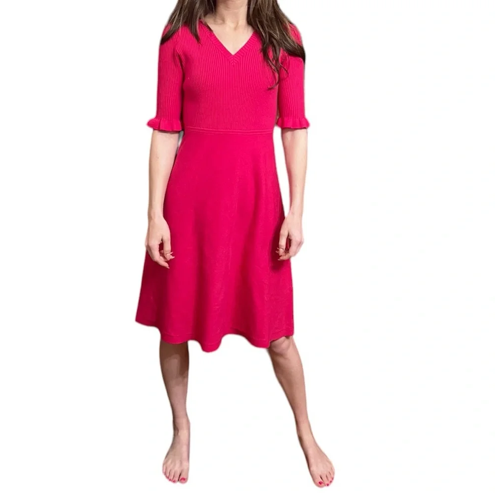 Kate Spade Pink Ribbed Knee Length Dress - Picture 2 of 7